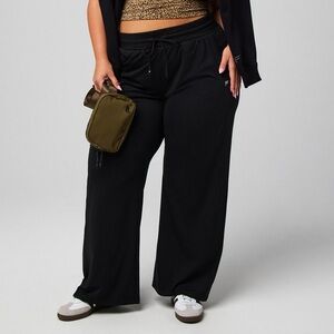 Fabletics Black Cloud Jersey Wide Leg High Rise Pant with Drawstring,  XXL/1X